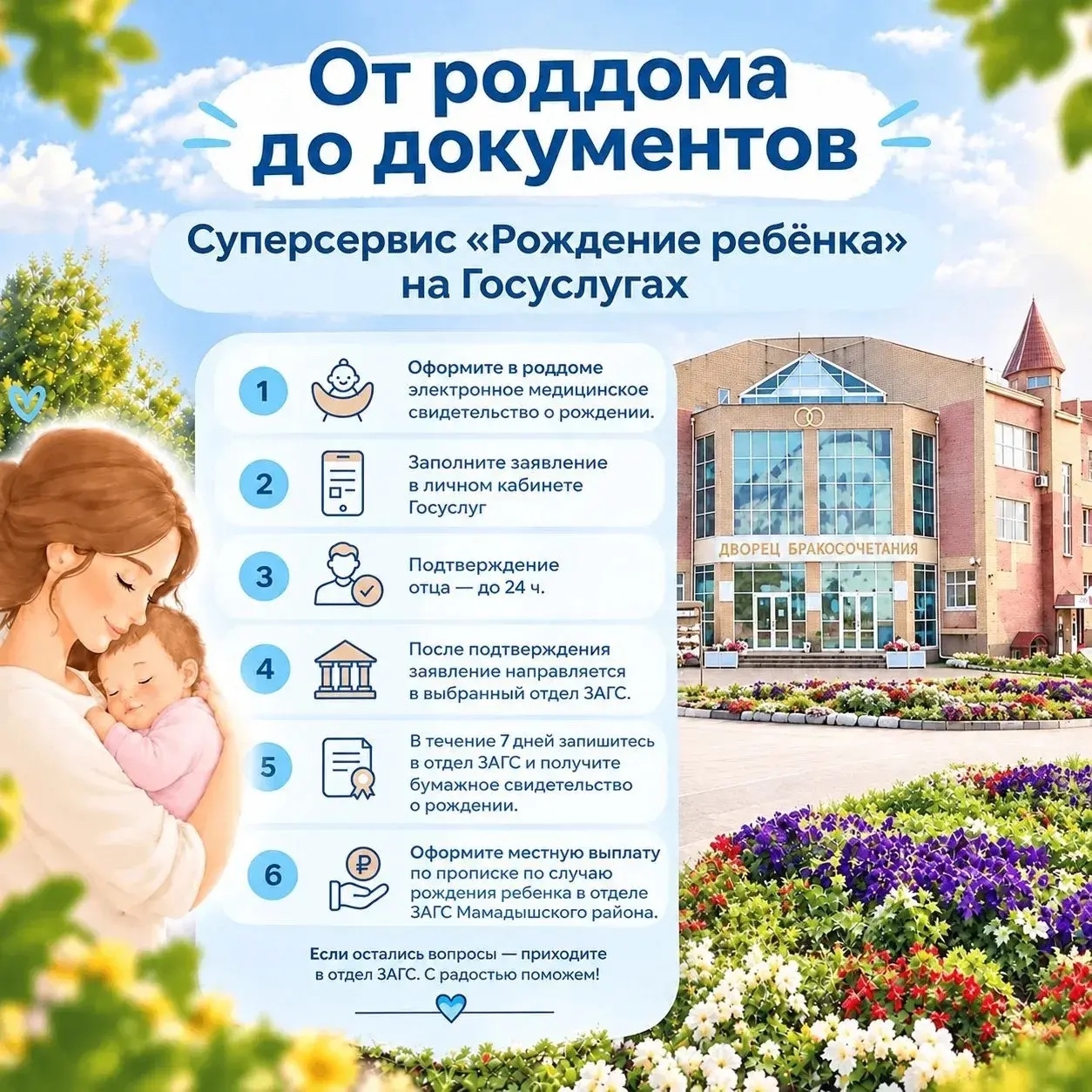 уперсервис «Рождение ребёнка» на Госуслугах — без визитов и очередей