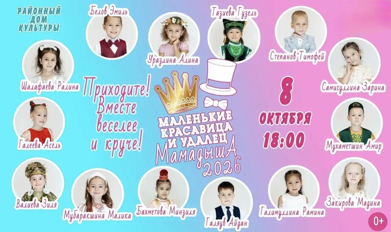 В Мамадыше пройдёт финал конкурса «Маленькие красавица и удалец»