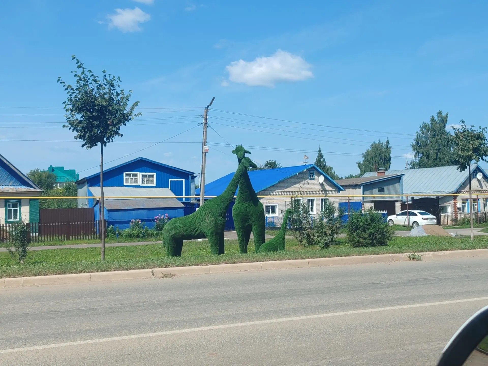 Обновлённые фигуры шестиметровых жирафов снова украшают улицу Мамадыша