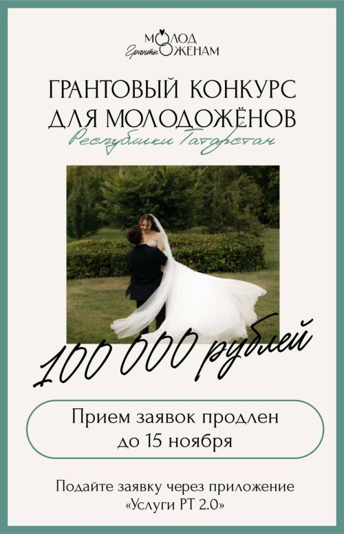 Гранты для молодоженов в Татарстане: прием заявок продлен до 15 ноября