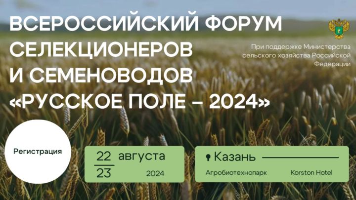 Всероссийский форум селекционеров и семеноводов «Русское поле – 2024» состоится 22-23 августа в Казани