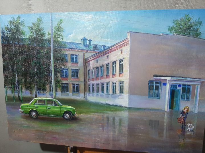Ностальгия художника: житель Мамадыша изобразил на холсте школу,  в которой учился