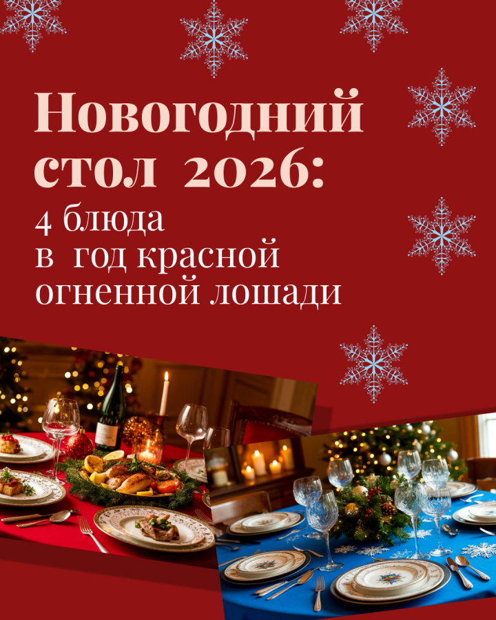 Новогодний стол 2026: праздничное меню, рецепты, что приготовить на год Лошади