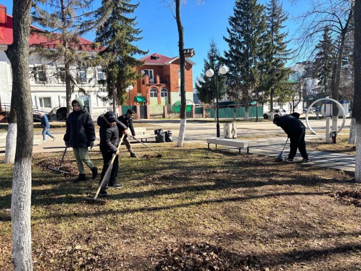 Лицеисты провели субботник в парке в центре города