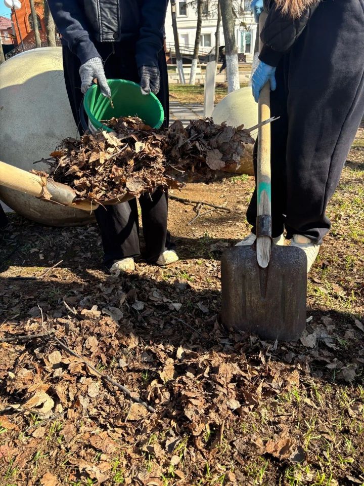 Лицеисты провели субботник в парке в центре города